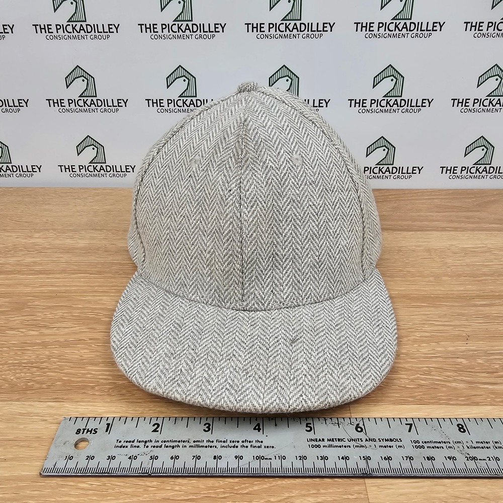 Pugs Grey Herringbone Flat Brim Baseball Cap Adjustable Hat